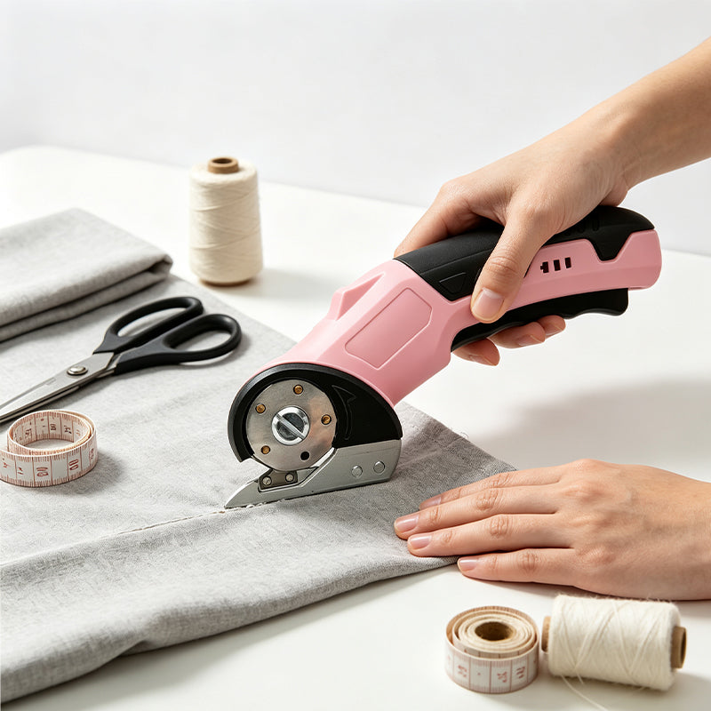 electric box cutter, Rechargeable Cardboard Box Cutter, 4.2V Powerful Fabric Scissors with 2 Safety Blades & Storage Bag