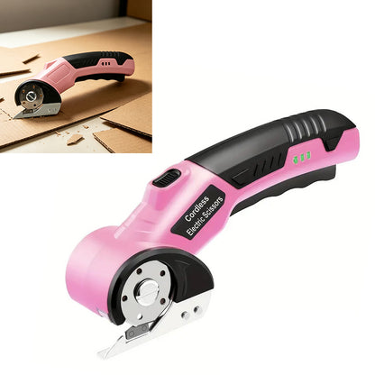 electric box cutter, Rechargeable Cardboard Box Cutter, 4.2V Powerful Fabric Scissors with 2 Safety Blades & Storage Bag