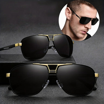 Double Bridge Polarized Sunglasses, Metal Frame UV400 Protection Pilot Sunglasses, Anti-Glare Driving Fishing Outdoor Sports Sun Glasses