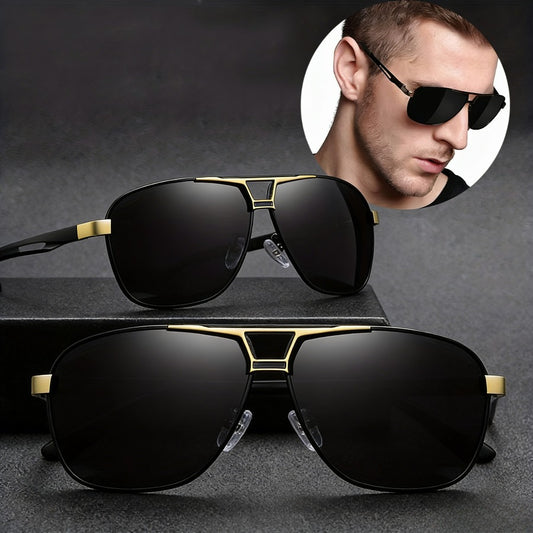 Double Bridge Polarized Sunglasses, Metal Frame UV400 Protection Pilot Sunglasses, Anti-Glare Driving Fishing Outdoor Sports Sun Glasses