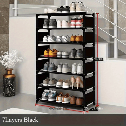 5-tier/7-tier large shoe rack; stackable and expandable; multi-tier shoe rack; can hold various types of shoes; suitable for various room types.