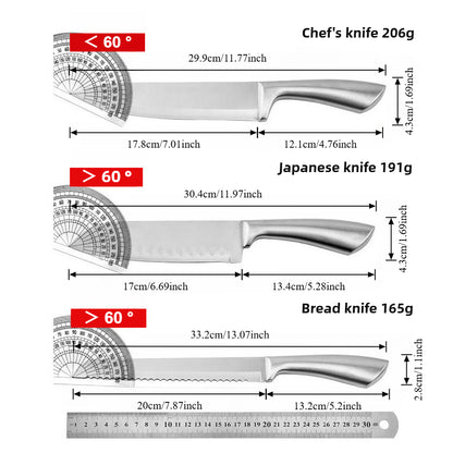 5-Piece Stainless Steel Kitchen Knife Set | Professional Chef and Home Utility Knives - Fruit Knife, Japanese Knife, Bread Knife, Multipurpose & Chef Knife | Ideal Gift Choice for Home Chefs and Culinary Professionals, Christmas gift