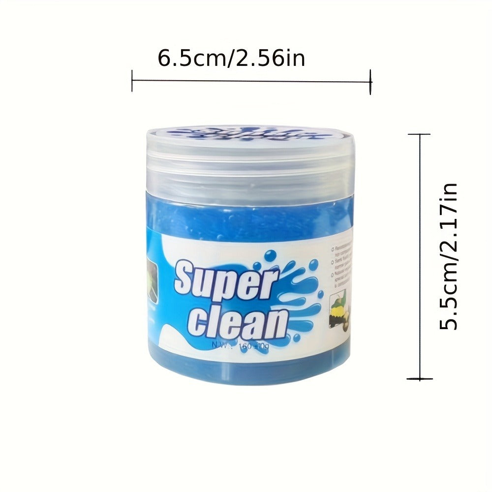 4PCS- Car Cleaning Gel, 160g Jar Dust & Crumb Cleaner for Air Vent Crevices Reusable Non-Sticky Compound, Blue Soft Slime, for Car Interior Console Keyboard Electronics Car Owners