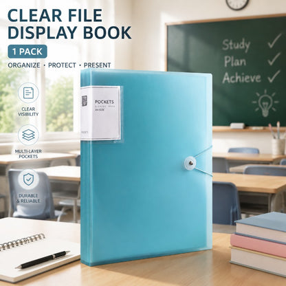 Presentation Binder with Clear Plastic Sleeves (Aqua), Folder for Artwork, 60 Pockets Display Pages of A4 Size Documents, Kids Art, Keepsakes, Acid-Free Poly Portfolio Binder