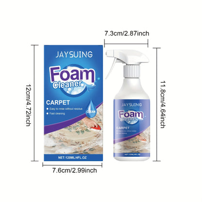 Carpet Stain Remover Spray Foam Cleaner, 4Pcs (4x120ml) Fast Acting Deep Cleaning Foam No Residue, White Bottle Foam Liquid, for Home Rugs Carpet Couch Upholstery Car Seats