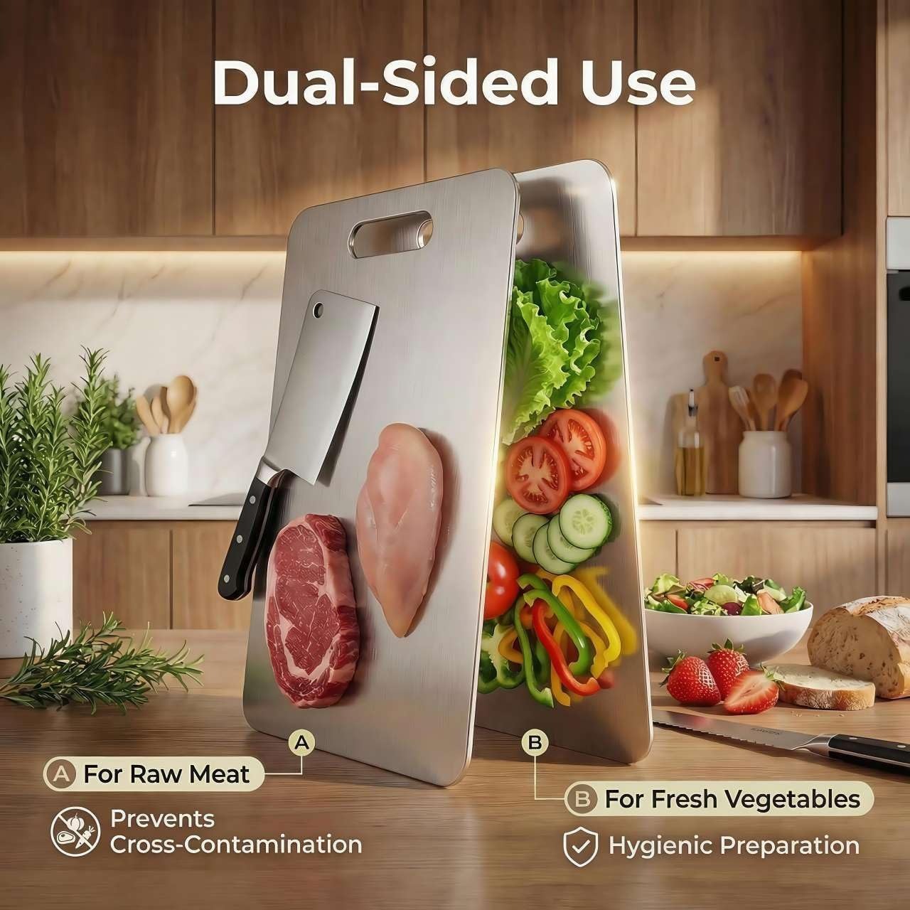 Titanium Cutting Board, NonToxic MetalChopping BoardSet, DishwasherSafe & Warp Proof