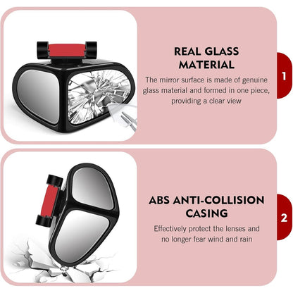 2 PCS Car Blind Spot Mirrors, Dual-sided Wide Angle Rearview Auxiliary with 360 Degree Adjustment, ABS Anti-collision Housing and HD Glass Design, Snap-on and Adhesive Mounting Mirror (Black)