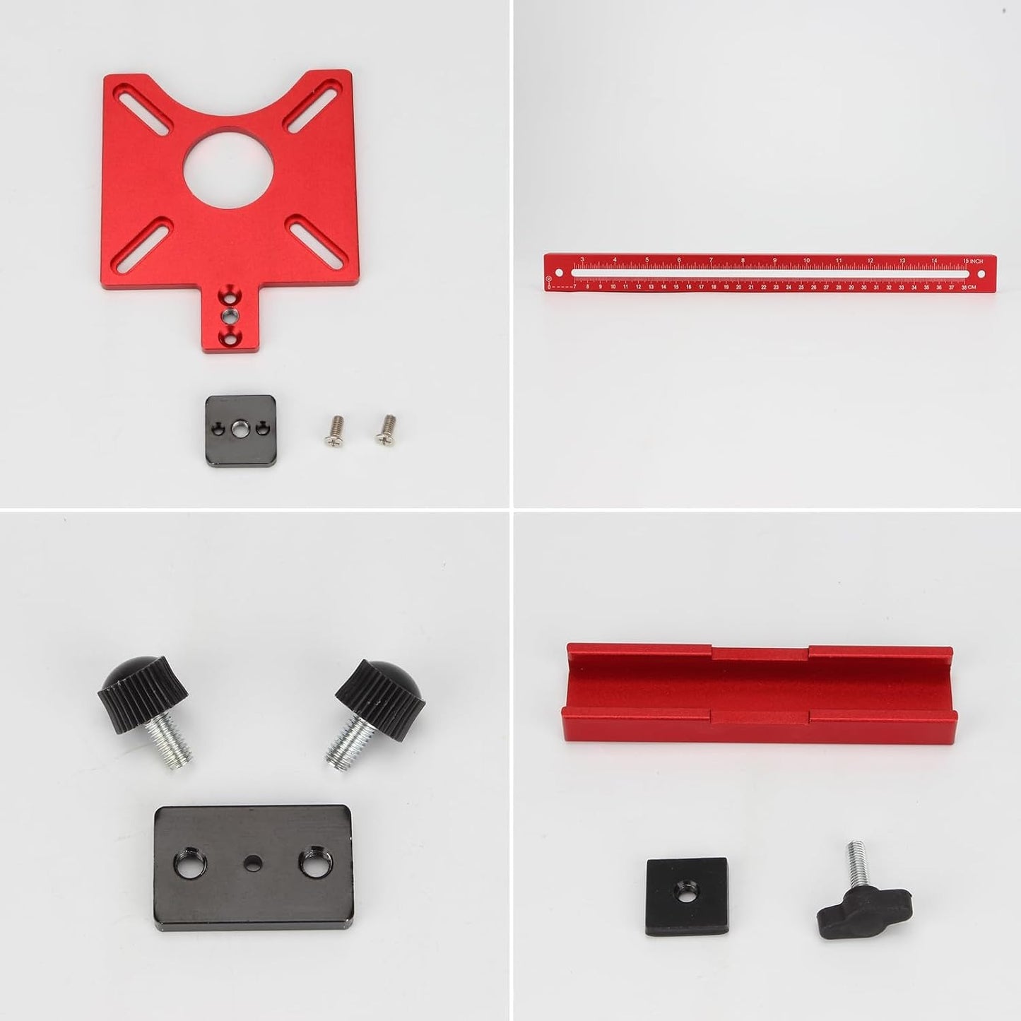 4 in 1 Aluminum Alloy Router Milling Groove Bracket | Router Circle Cutting Jig Multifunctional Cabinet Hardware Jig and Router Guide, Adjustable Router Jig Tool for Woodworking