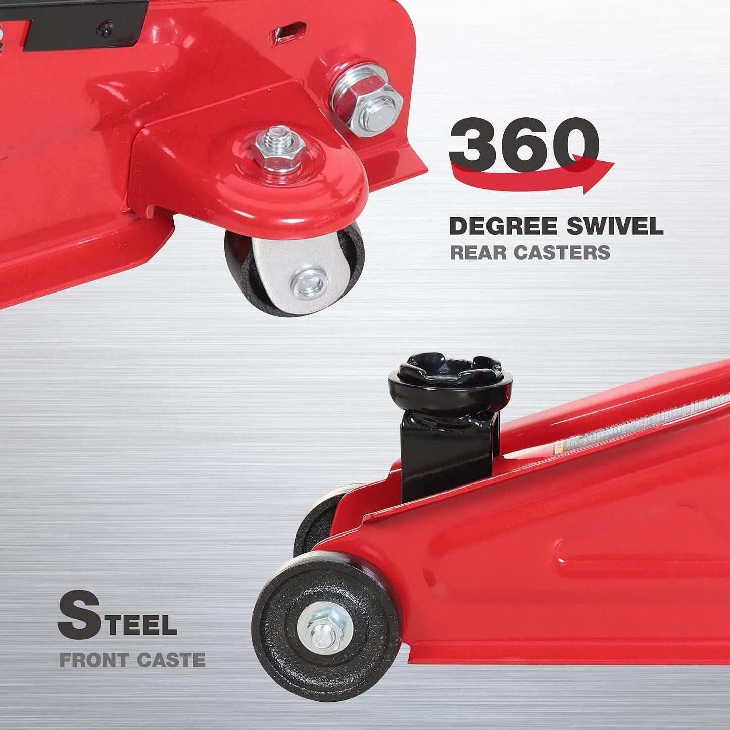 Hydraulic Trolley Service Lift Jack/Portable Floor Jack with Special Slow Release and Blow Mold Carrying Storage Case : 2 Ton (4, 000 lb) Capacity, Red.