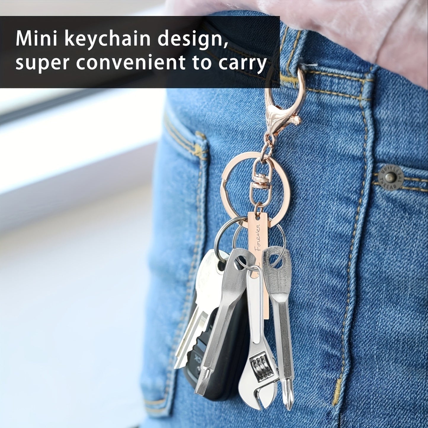 Keychain Screwdriver Set, 3Pcs Mini Portable Key Shaped Screwdriver Tool with Key Ring (1 Slotted + 1 Phillips), Black/Silver Stainless Steel, for Car Repair Outdoor EDC Home Emergency
