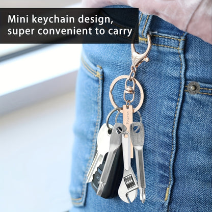 Keychain Screwdriver Set, 3Pcs Mini Portable Key Shaped Screwdriver Tool with Key Ring (1 Slotted + 1 Phillips), Black/Silver Stainless Steel, for Car Repair Outdoor EDC Home Emergency