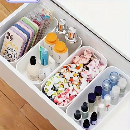 Storage Basket 10PCS Plastic Organizer Bins With Handles, 8.9"×3.7"×2.8" Stackable Storage Boxes For Kitchen, Fridge, Bathroom, Cabinet, Closet & Home Organization