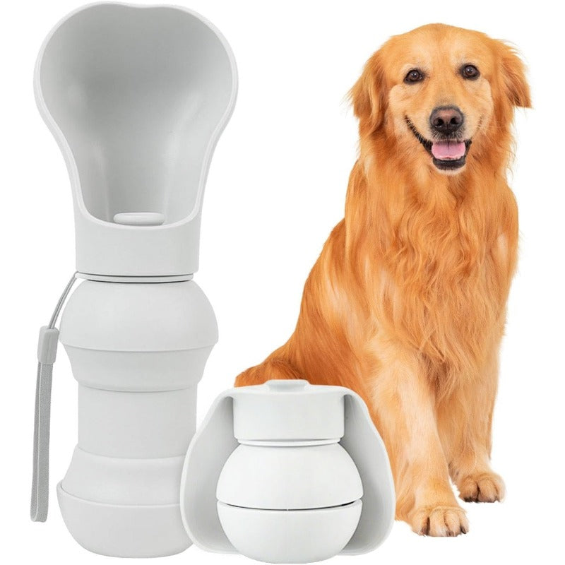 Dog Water Bottle, Portable Water Bowl for Dog, Collapsible Food Grade Silicone, Travel Pet Water Bottle for Outdoor Walking, Hiking, Camping, Gray