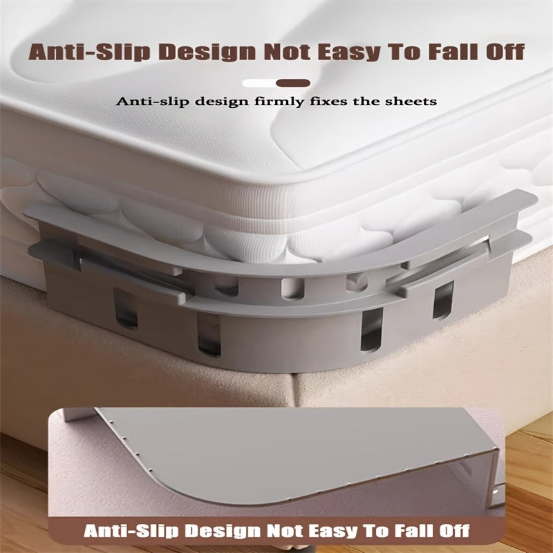 Bed Sheet Holders for Corners, Upgrade Bed Sheet Grippers Locks, 4PCS Fitted Sheet Holder Keep Sheets Firm & Tight, Non-Slip Sheet Clips for Fitted Sheets, Fit All Mattress Easy Install