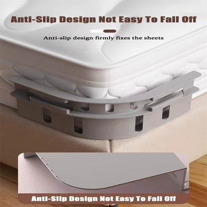 Bed Sheet Holders for Corners, Upgrade Bed Sheet Grippers Locks, 4PCS Fitted Sheet Holder Keep Sheets Firm & Tight, Non-Slip Sheet Clips for Fitted Sheets, Fit All Mattress Easy Install