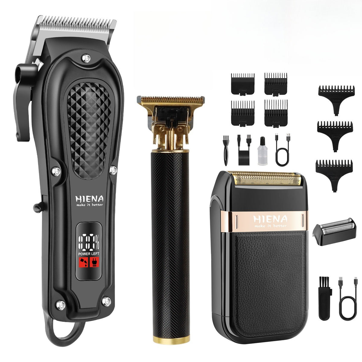 Cordless Hair Clippers for Men, Beard Trimmer & Hair Cutting Kit | 8 Guide Combs, Adjustable Blade, Self Haircut Set, 180/120-Min Runtime, USB Charging, Low Noise, Home Use, Gift for Men