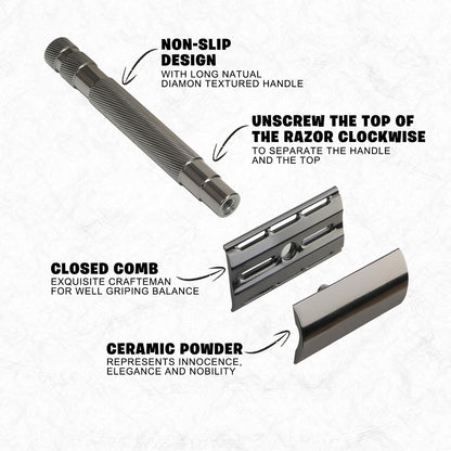 Matte Black Safety Razors for Men and Women, Reusable Single Blade Razor | with 10 Platinum Coated Double Edge Blades & Blade Disposal Pouch, Smooth Close Comfort Shave, Eco-Friendly & Plastic Free