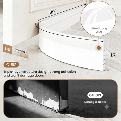 Door Draft Stopper Under Door Seal Strip, 4/8/12Pack Self Adhesive Weather Stripping Gap Sealer Tape, Soundproof White Silicone, for Home Bedroom Front Door