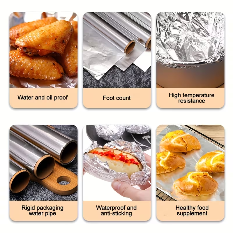 Aluminium Foil Roll, 6/12 Pack (11.8"*20m Each) Heavy Duty Baking Foil Thickened Heat Resistant Food Wrap, Silver Food Grade Aluminium, for Oven Baking BBQ Grilling Food Storage Home Kitchen