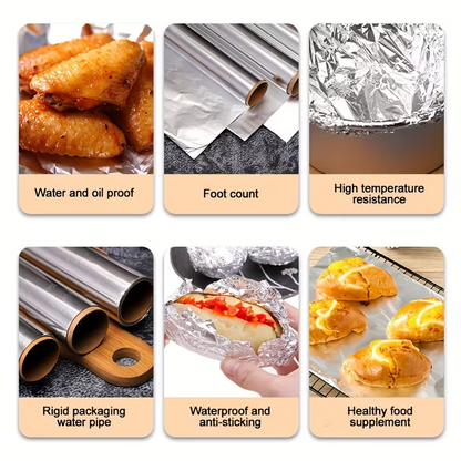 Aluminium Foil Roll, 6/12 Pack (11.8"*20m Each) Heavy Duty Baking Foil Thickened Heat Resistant Food Wrap, Silver Food Grade Aluminium, for Oven Baking BBQ Grilling Food Storage Home Kitchen