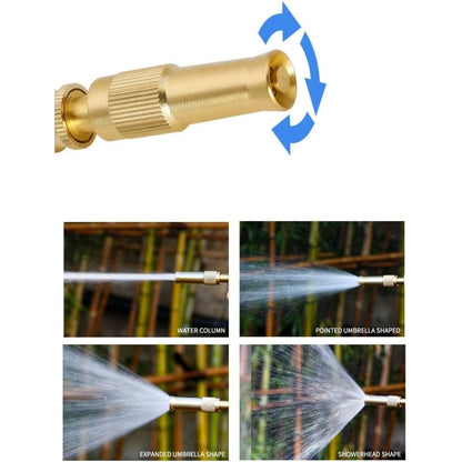 Garden Hose Nozzle, 16.4ft Garden Hose Kit with Adjustable Brass Spray Gun, Universal Connector and Metal Water Hose Fitting, Quick Connect Watering Tool for Garden Irrigation, Car Washing, Patio and Yard Cleaning