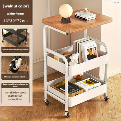 3-Tier Rolling Cart in Black & White - Multi-Functional Desktop Organizer for Snacks, Books & More | Ideal for Home or Office | Durable Metal Frame Kitchen Storage Solution