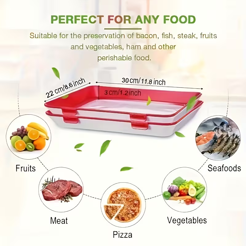 Food Plastic Preservation Tray, Stackable Food Tray Reusable Creative fresh tray storage for Food Preservation