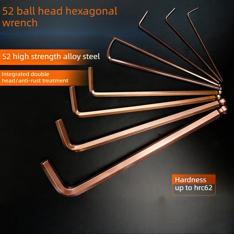 L-Shaped Ball-End Hex Wrench Set - S2 Hardened Long-Length Hex Socket Screwdriver Tool with 6-Point Design for Precision Fastening