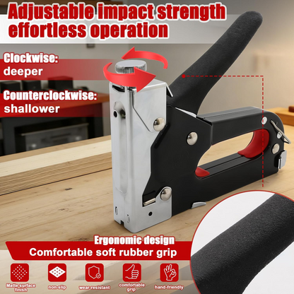 4-in-1 Adjustable Staple Gun,Manual Nailer with 800 Counts Staples,Upholstery Stapler Nail Gun for Fixing Material,Decoration,Carpentry,Furniture,Doors and Windows