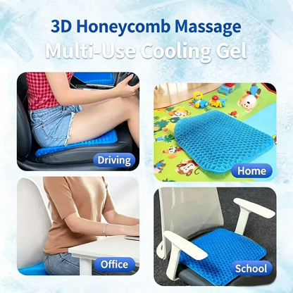 Gel Seat Cushion for Office Chair, 2Pcs Honeycomb Cushion Pad Breathable Pressure Relief, Blue TPE Gel, for Desk Chair Car Seat Wheelchair Long Sitting