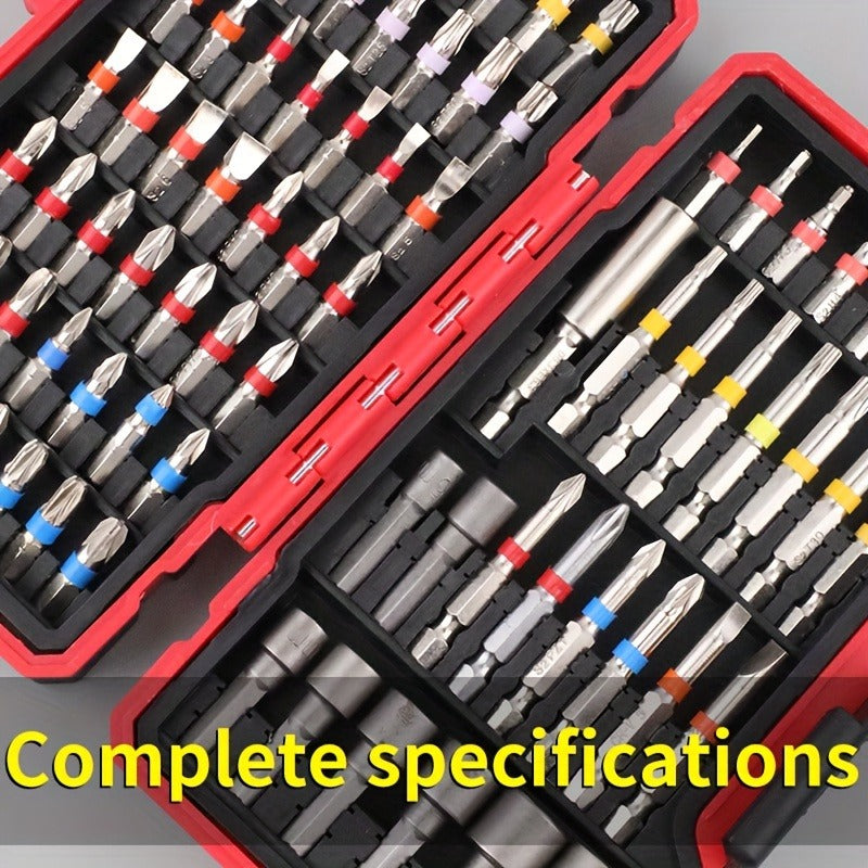 83-Piece Screwdriver Bit Set - Metal Drill Bits for Electric and Manual Screwdrivers, Phillips/Flat/Square Heads, Compatible with Computers, Smartphones, and Laptops