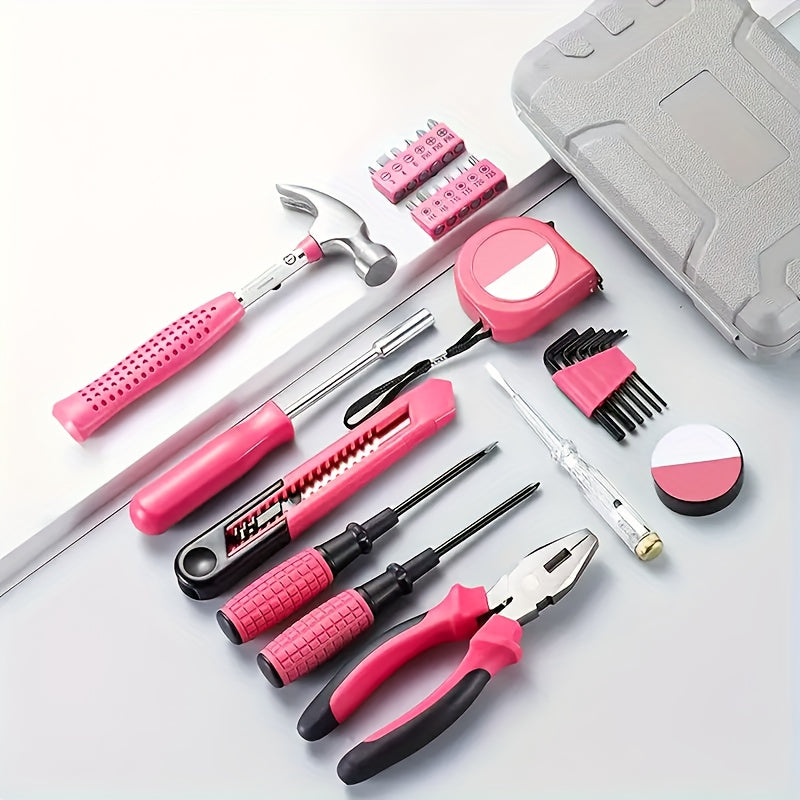 1 set of household tool set/ universal repair tool set for men and women, including hammer, measuring tape, pliers, screwdriver, portable portable tool box, DIY handmade gift for girlfriend, best friend, mother gift