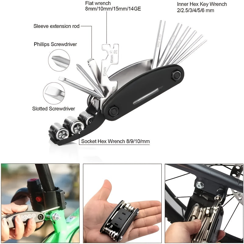 26pcs Universal Bicycle Tire Repair Tool Kit Multifunctional Portable Maintenance Set for Mountain Bike Road Bike Accessorie