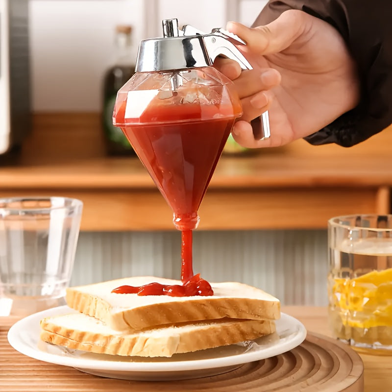 Honey Dispenser with Stand - Clear  Jar with No-Drip Dipper & Flip Top Lid | Leak-Proof Kitchen Dispenser for Maple Syrup, Cooking Oil, Seasonings