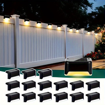16pcs Solar Deck Lights Fence Suitable for Porch Stairs Balcony Clay Decorative Festival Decoration Halloween Christmas
