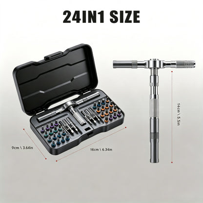 24-in-1 multi-function ratchet set, a versatile DIY repair tool kit, is an ideal choice for households, repair shops and other scenarios, covering a wide range of daily repair tasks.