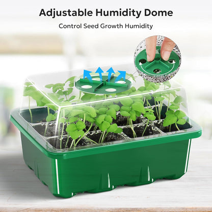 10pcs-Starting Tray | 12 Cell Reusable Seed Starter Tray | for Starting Vegetable, Flower & Herb Seeds | Indoor Grow Kit for Plant Seedlings | for Germination Success