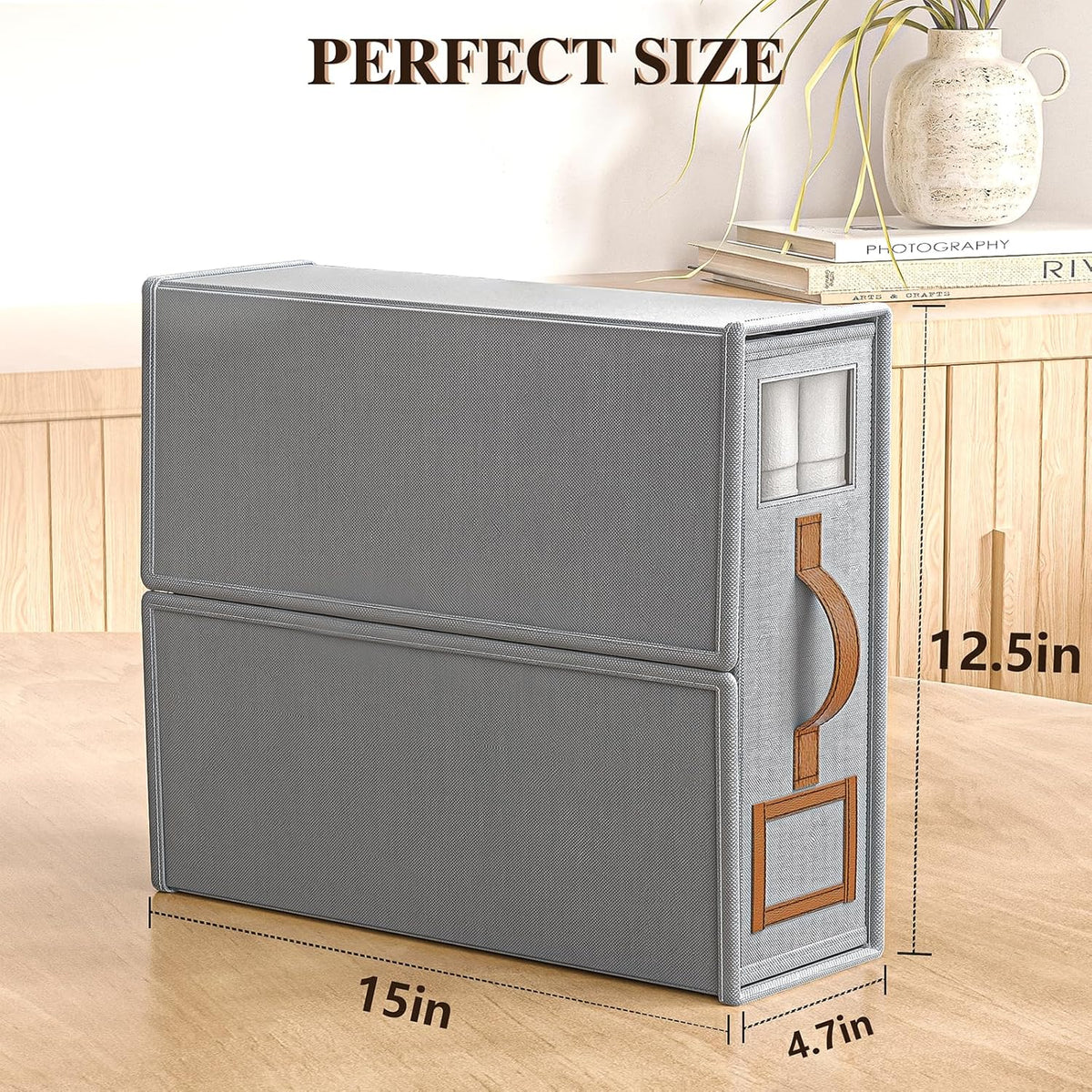 4 Pack Foldable Bed Sheets Set Organizers and Storage, Linen Fabric Closet Organizers with Window, Folding Bedding Storage Box for Bedsheets and Pillow Cube Organizer-Gray