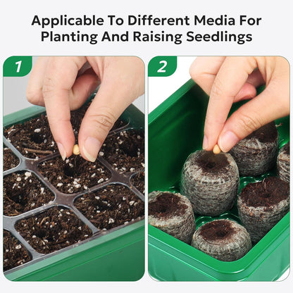 10pcs-Starting Tray | 12 Cell Reusable Seed Starter Tray | for Starting Vegetable, Flower & Herb Seeds | Indoor Grow Kit for Plant Seedlings | for Germination Success