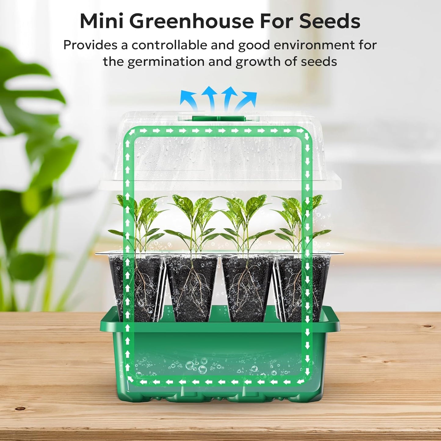 10pcs-Starting Tray | 12 Cell Reusable Seed Starter Tray | for Starting Vegetable, Flower & Herb Seeds | Indoor Grow Kit for Plant Seedlings | for Germination Success