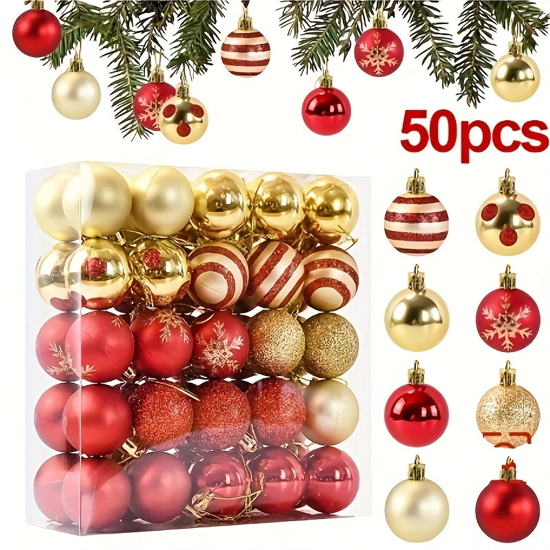 50-piece 4cm Christmas ball decoration gift box, suitable for decorations for Christmas, Thanksgiving, Easter, and other holidays.