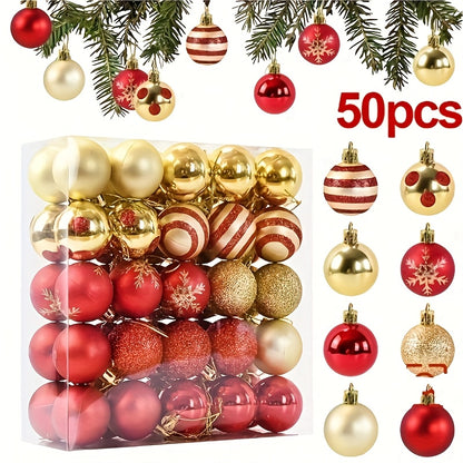 50-piece 4cm Christmas ball decoration gift box, suitable for decorations for Christmas, Thanksgiving, Easter, and other holidays.