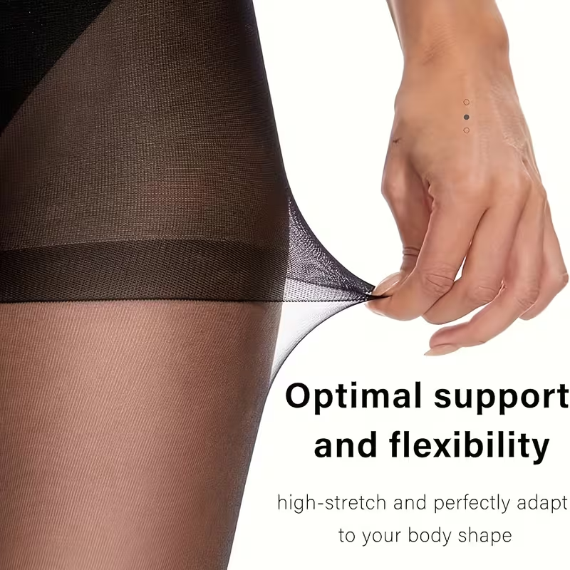 Sheer Tights for Women, 6 Pairs High Waist Control Top Pantyhose Soft Elastic Stretch (Fits 90-120lbs / 40-60kg), Black & Nude Nylon Blend, for Office Work Wear Dress Party Ladies
