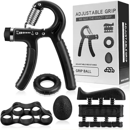 Hand Grip Strength Kit – 5-Piece Set with Adjustable Resistance Hand Grippers, Finger Stretcher, Grip Ring & Stress Ball – Strength Training for Hands, Fingers & Forearms