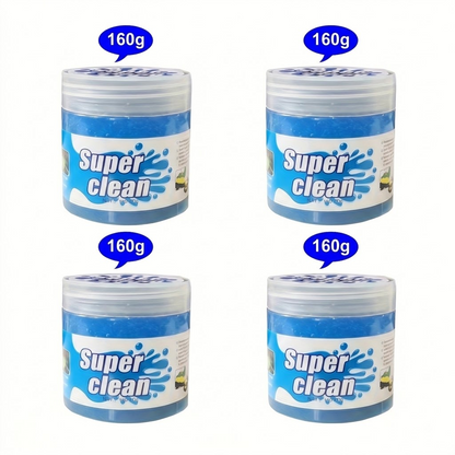 4PCS- Car Cleaning Gel, 160g Jar Dust & Crumb Cleaner for Air Vent Crevices Reusable Non-Sticky Compound, Blue Soft Slime, for Car Interior Console Keyboard Electronics Car Owners