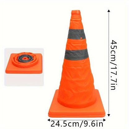 3PCS-Safety Cones Traffic Cones, 17.7"*9.6" Foldable Pop-Up Road Cone with High Visibility Reflective Strips Weatherproof, Orange Waterproof Fabric & Plastic Base, for Vehicle Emergency Parking Control