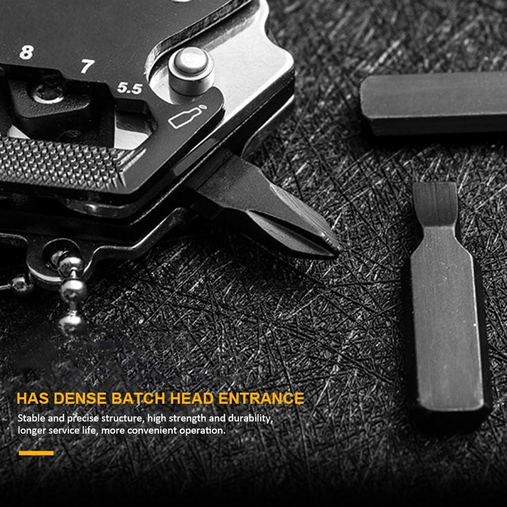 Hexagonal Shape Multi Tool Keychain, Portable Pocket Multitool with Folding Cutter, Screwdriver Set, Bottle Opener, and More for Outdoor Hiking, Camping