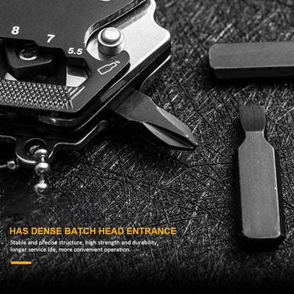 Hexagonal Shape Multi Tool Keychain, Portable Pocket Multitool with Folding Cutter, Screwdriver Set, Bottle Opener, and More for Outdoor Hiking, Camping