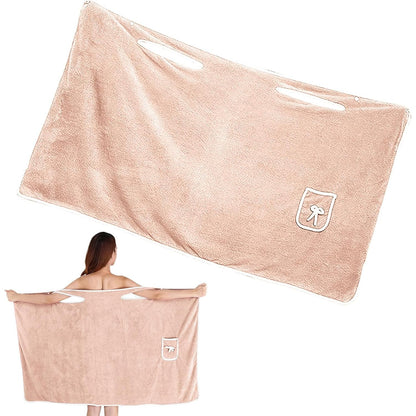 Bathrobes Wearable Quick-Dry Shower Wrap for Women Soft Absorbent Towel Dress with Pocket Adjustable Spa Bathrobe Travel-Friendly Bath Wrap