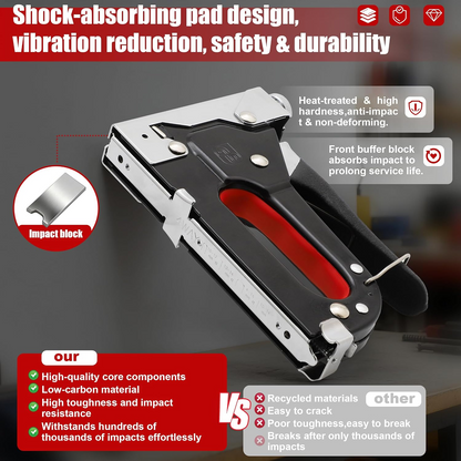 4-in-1 Adjustable Staple Gun,Manual Nailer with 800 Counts Staples,Upholstery Stapler Nail Gun for Fixing Material,Decoration,Carpentry,Furniture,Doors and Windows